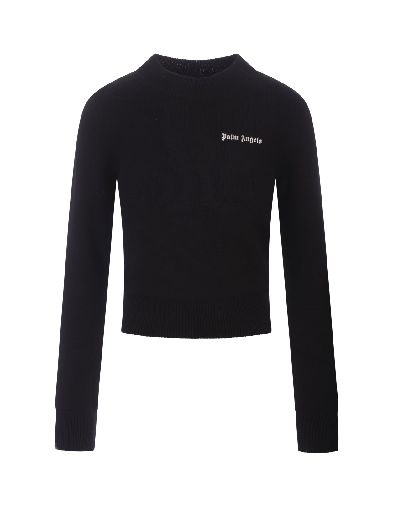 Palm Angels Black Sweater With Contrasting Logo