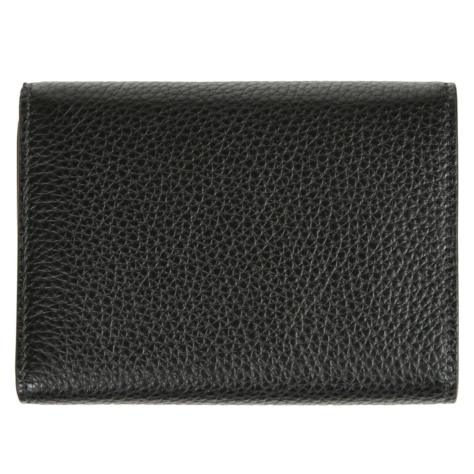 Shop Marni Logo-embroidered Tri-fold Wallet In Black