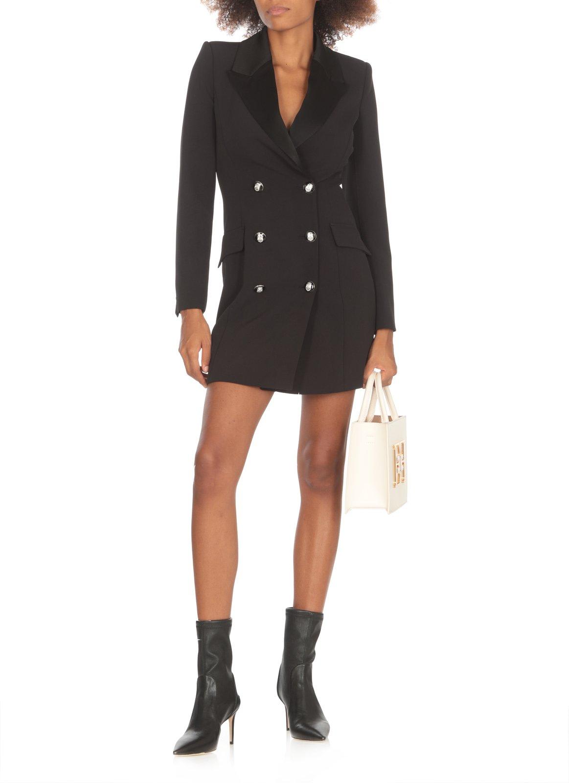 Shop Elisabetta Franchi Double-breasted Blazer Dress In Black