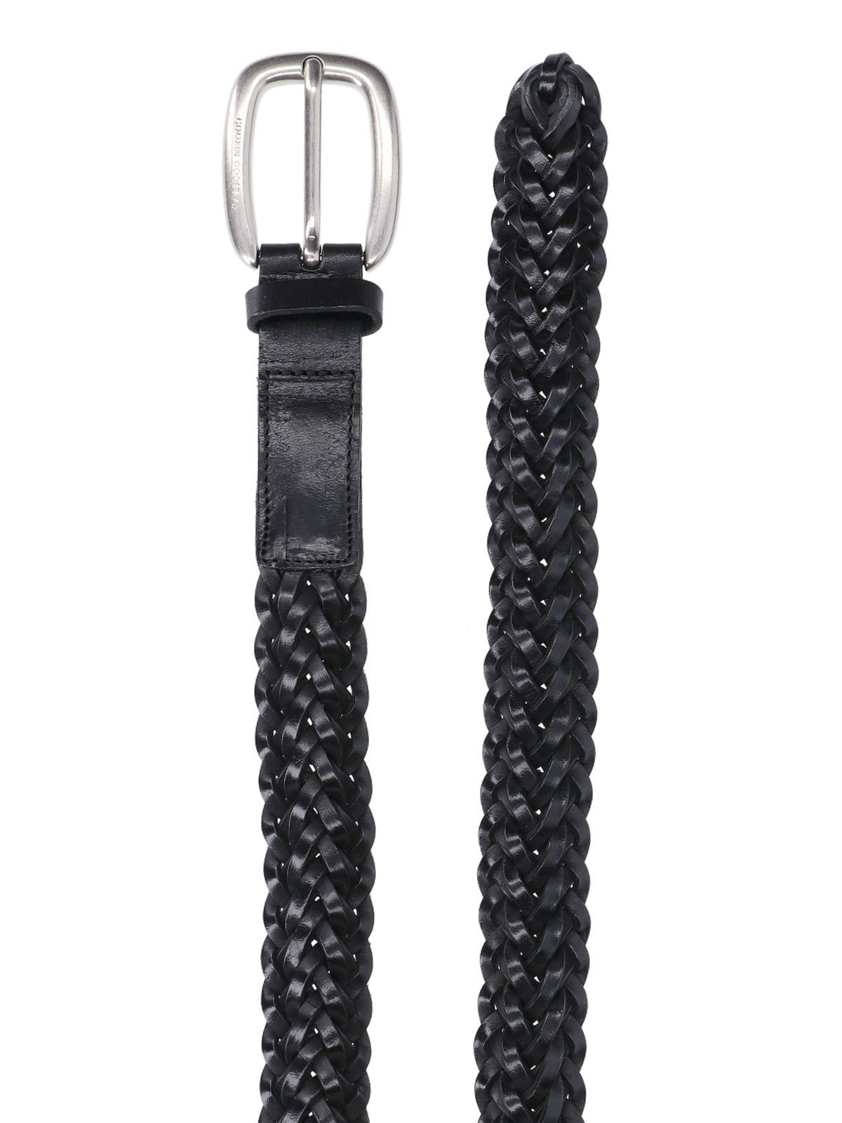 Golden Goose Houston Woven Leather Belt In Black