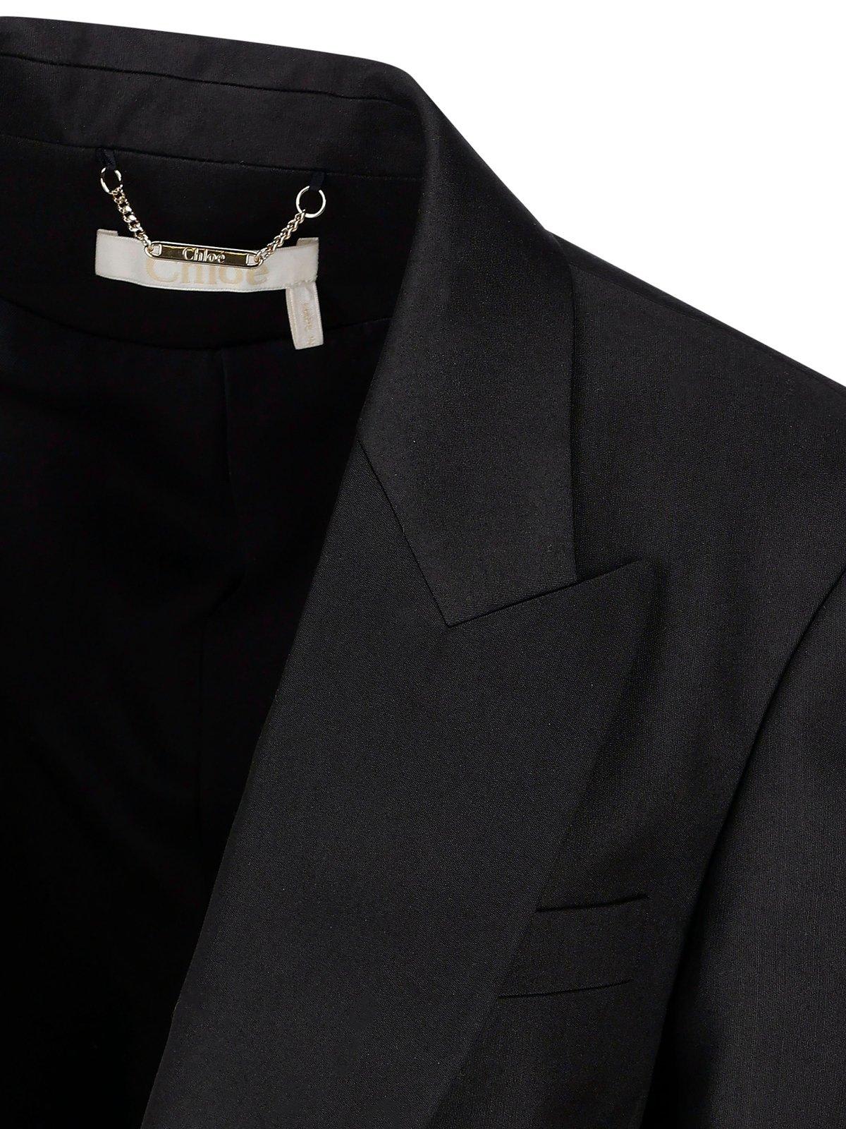 Chloé Black Single-breasted Silk Blend Wool Blazer In Black