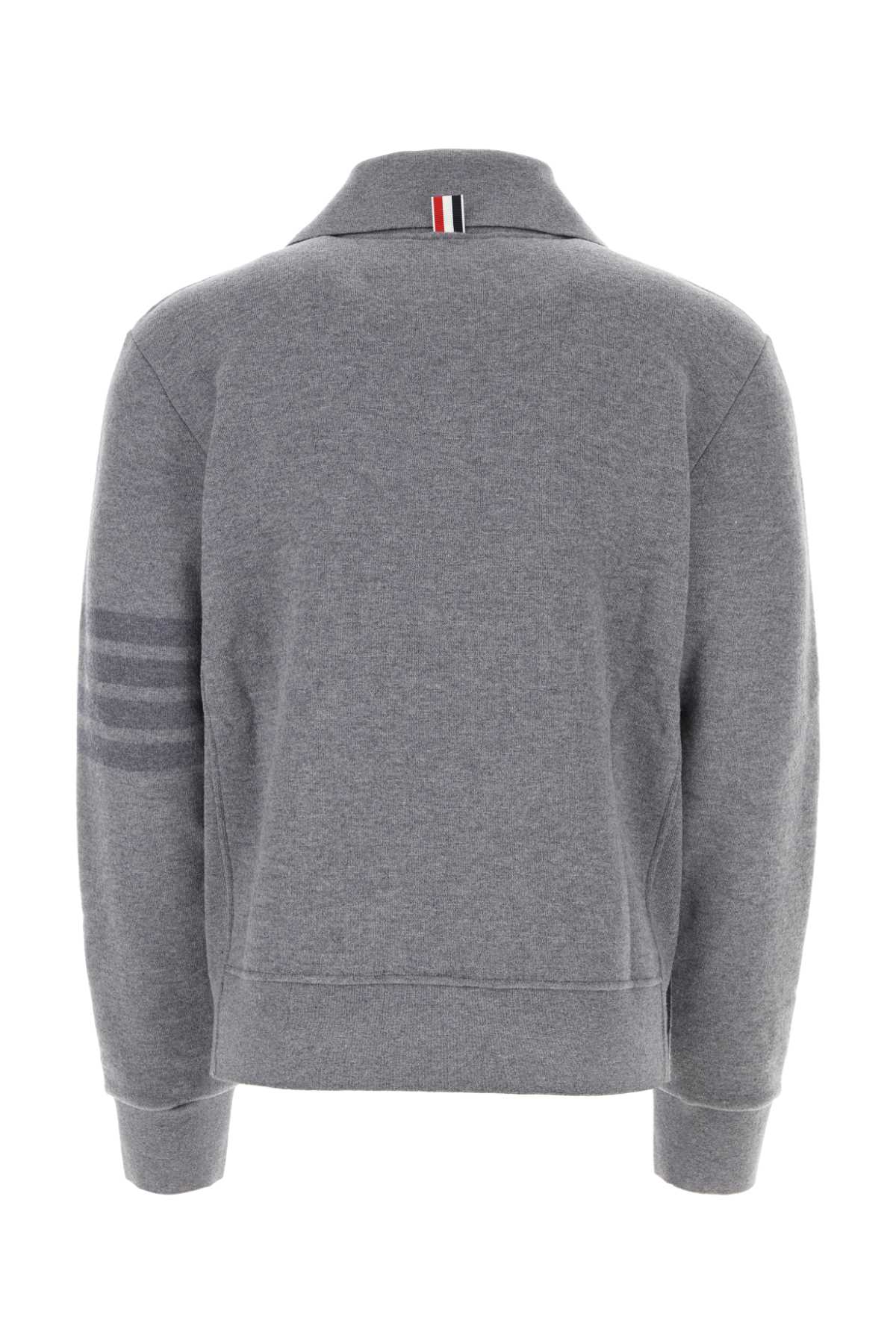 Thom Browne Melange Grey Wool Sweater In Ltgrey