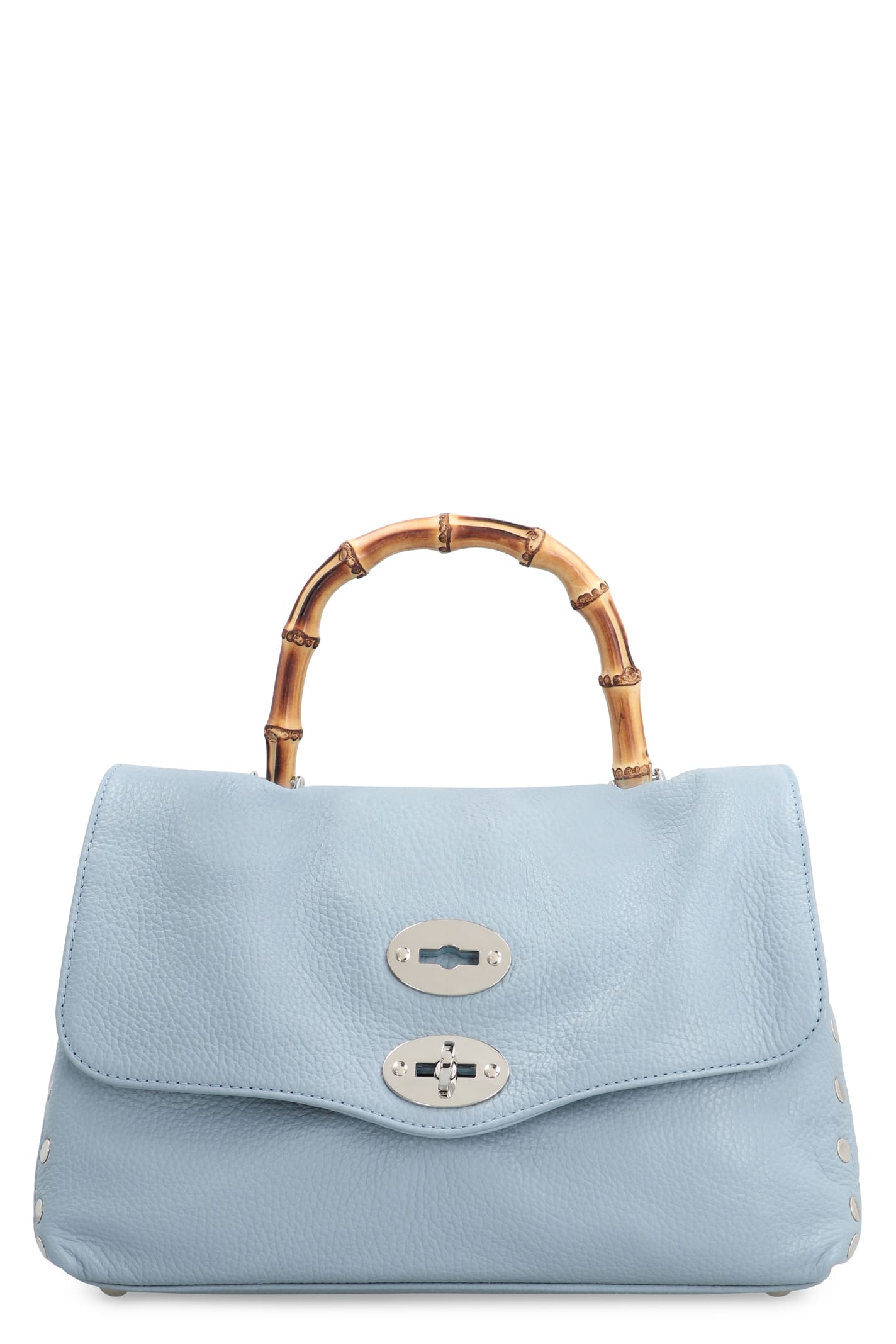 Shop Zanellato Postina S Pebbled Leather Handbag In Light Blue