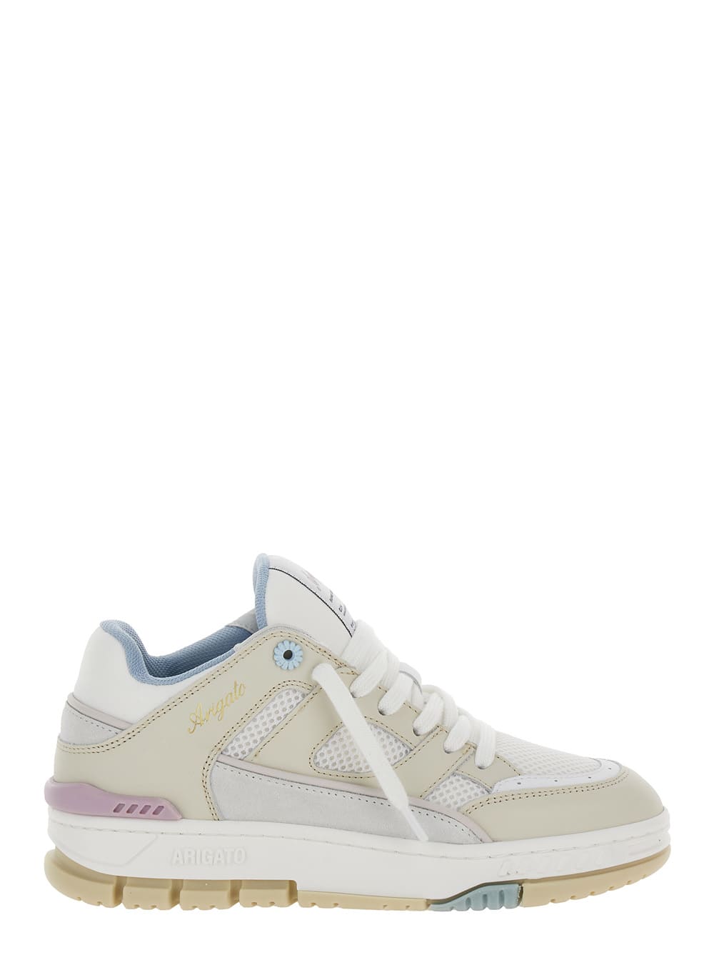 Shop Axel Arigato Area Lo White And Multicolor Sneakers With Logo Detail In Leather Blend Woman In Neutrals