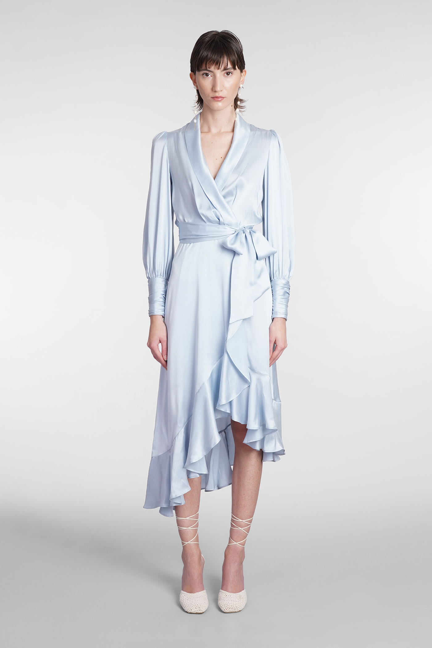 Zimmermann Silk Wrap Midi Dress - Pale Blue In Cyan