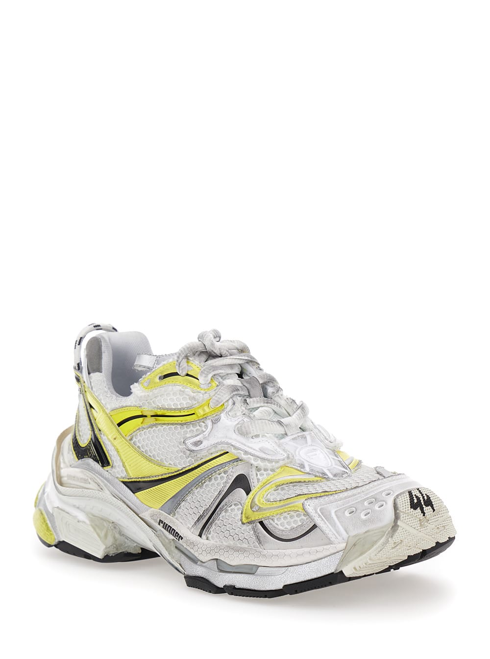 Shop Balenciaga Multicolor Runner Sneaker With Embossed Logo In Mesh And Nylon Man