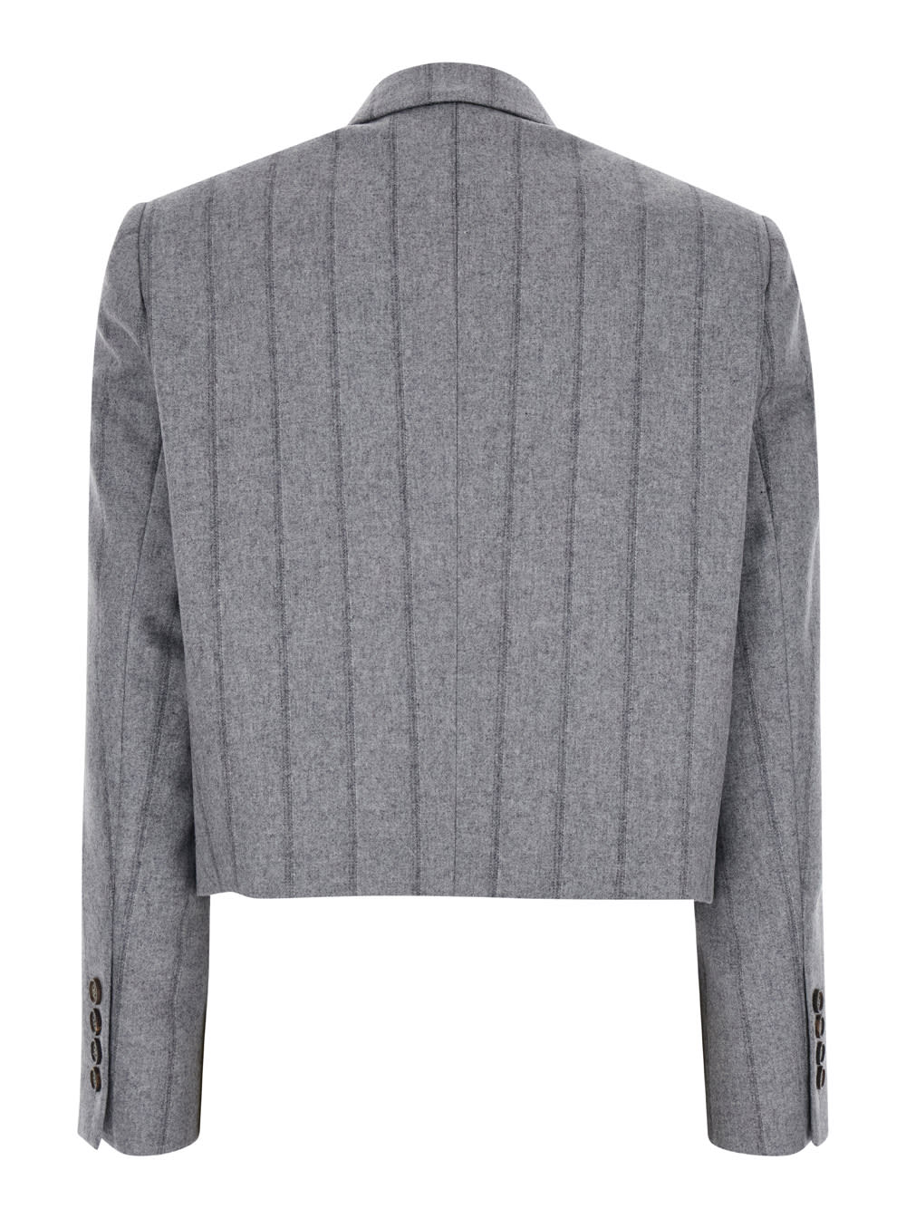 Brunello Cucinelli Grey Single-breasted Jacket With Peak Revers In Wool Blend Woman In Grey