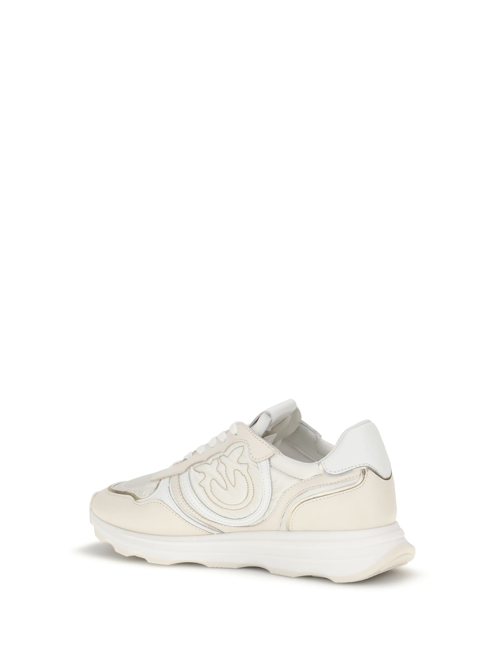 Pinko Zoe Logo-detail Leather Sneakers In Neutral