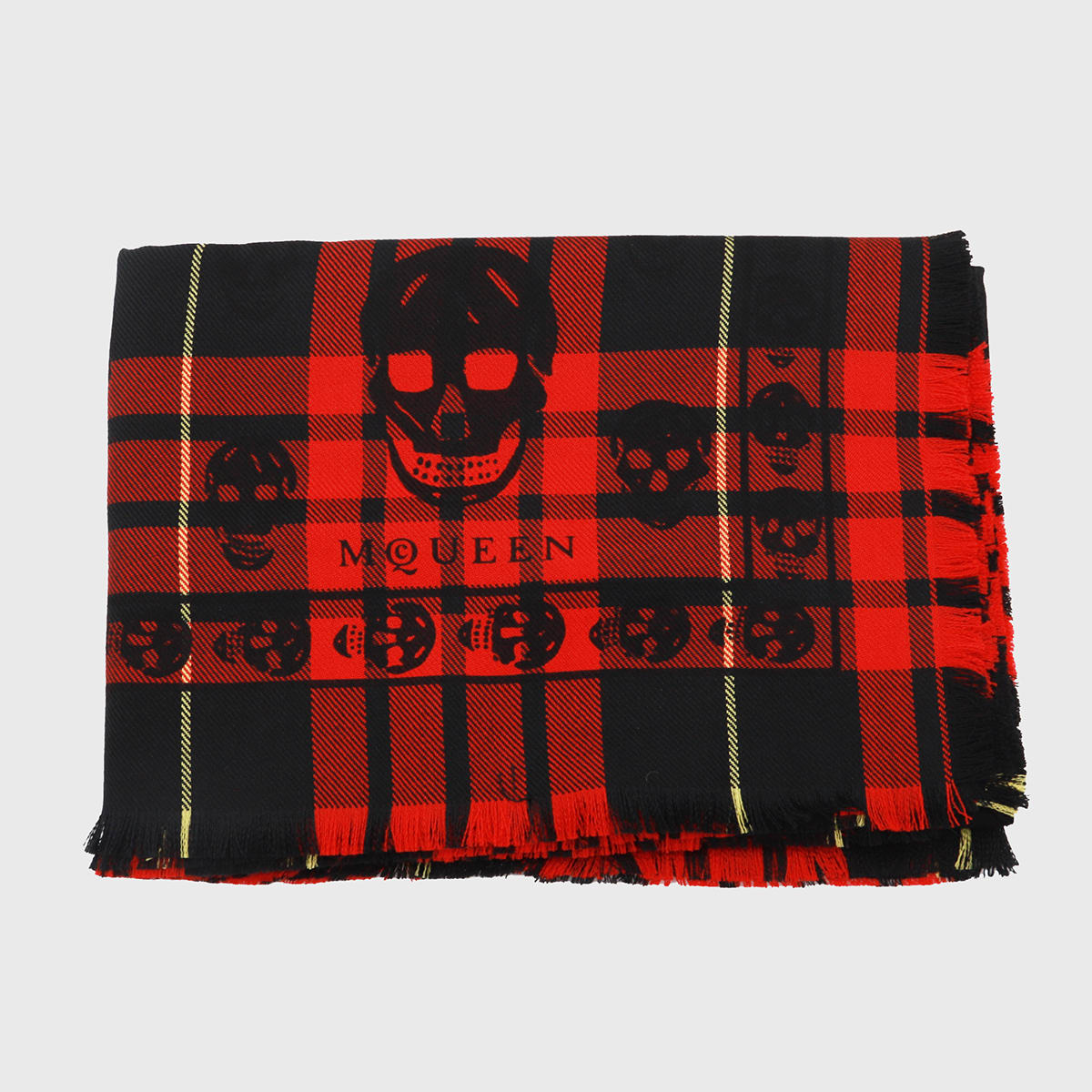 Shop Alexander Mcqueen Black And Red Wool Scarves