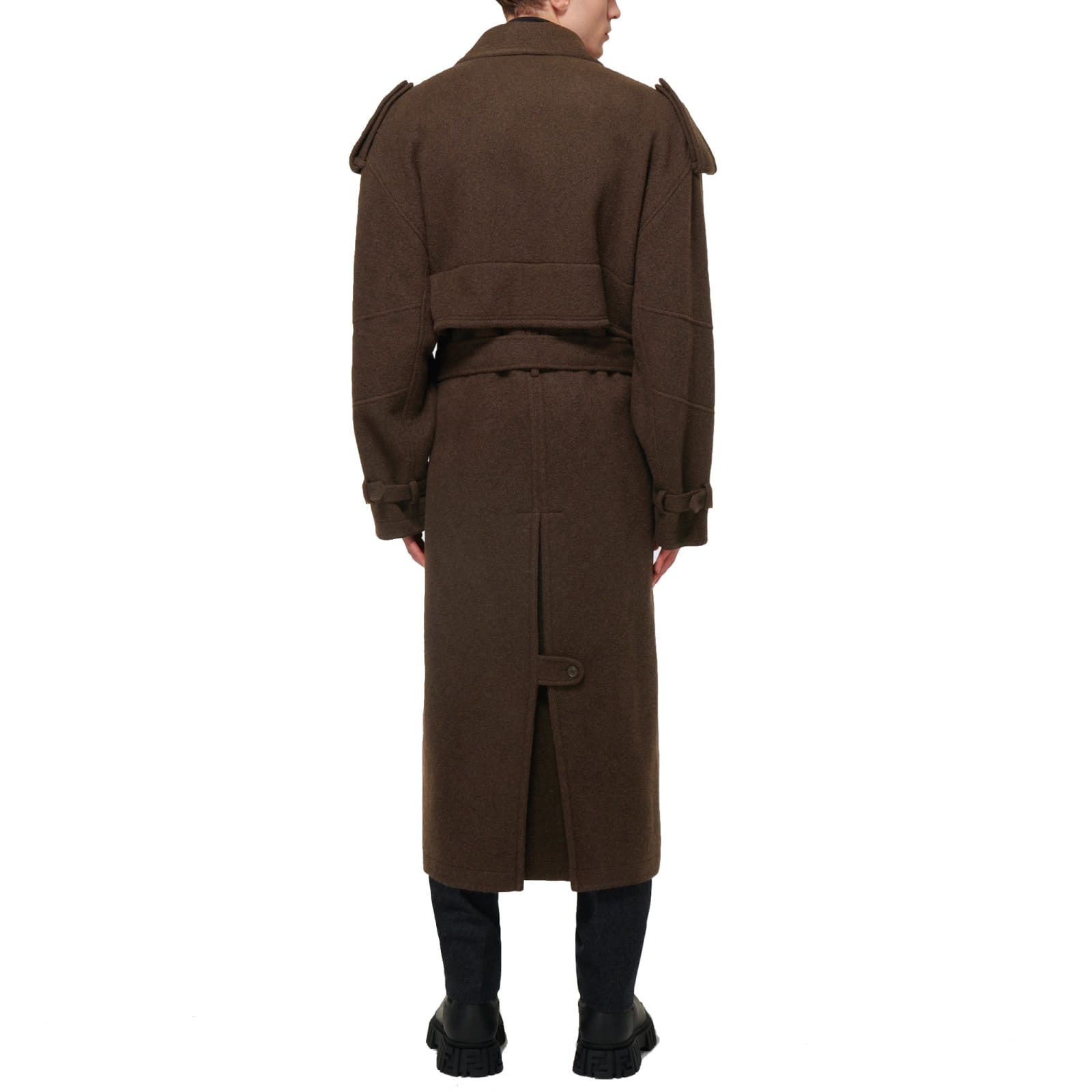 Shop Fendi Cashmere Coat In Brown