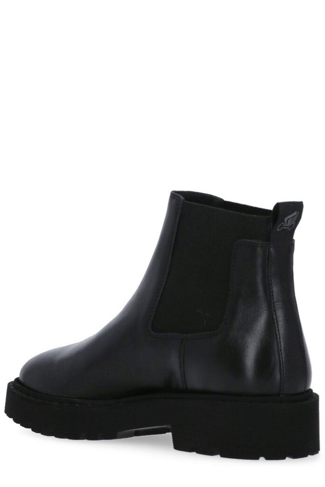 Shop Hogan Round Toe Chelsea Boots  In Black