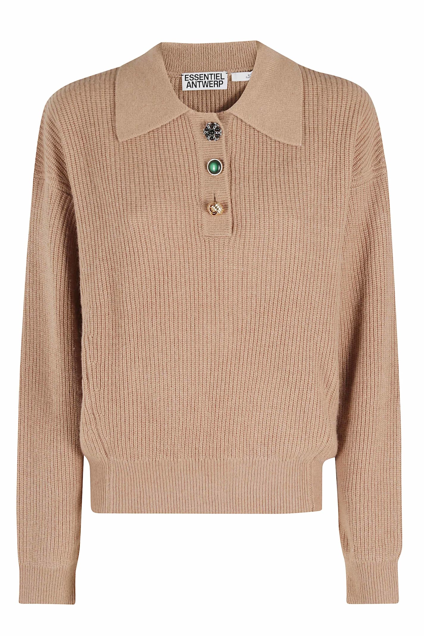 Essentiel Antwerp Jewel Button Polo In Brown