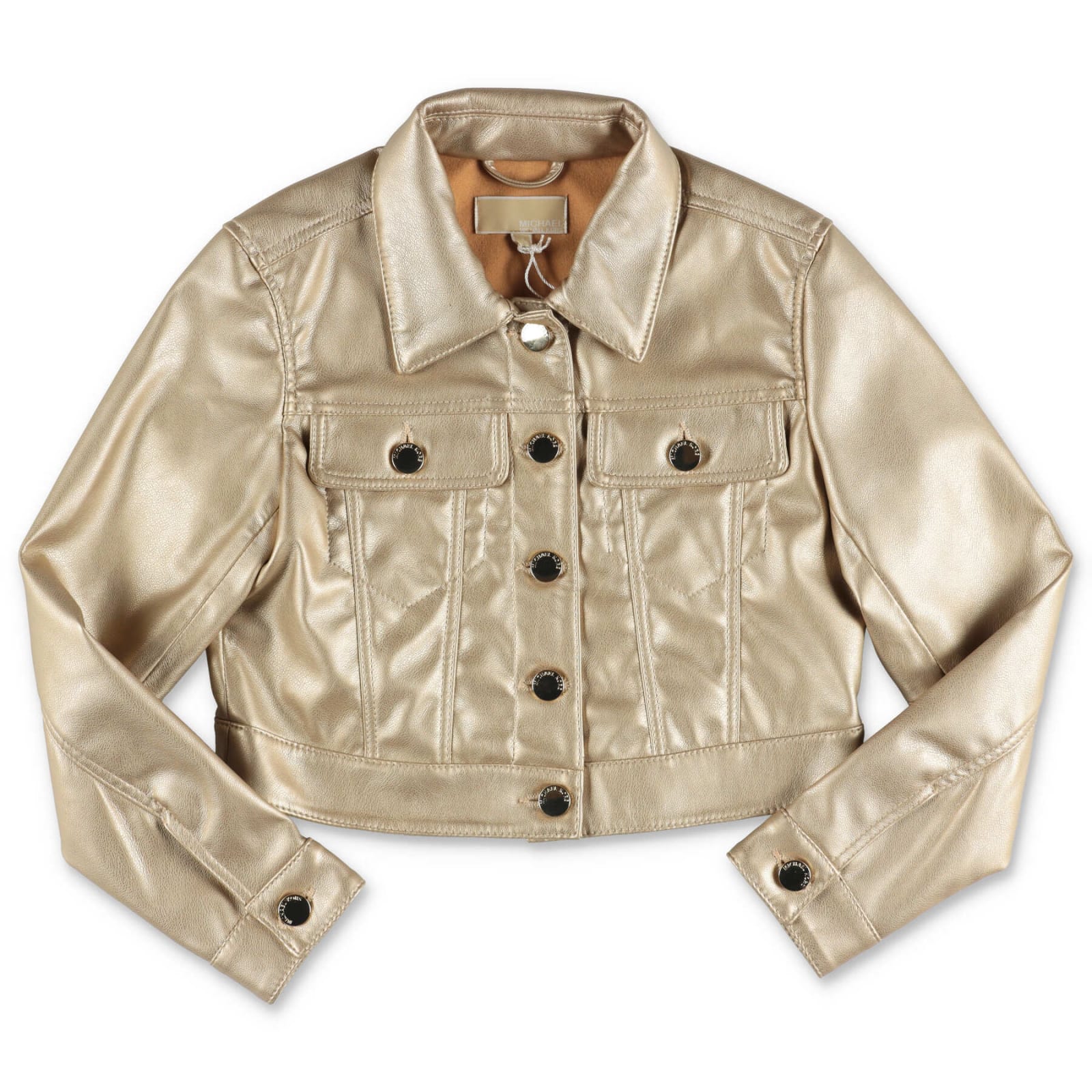 Michael Kors Giacca Oro In Simil Pelle Cropped