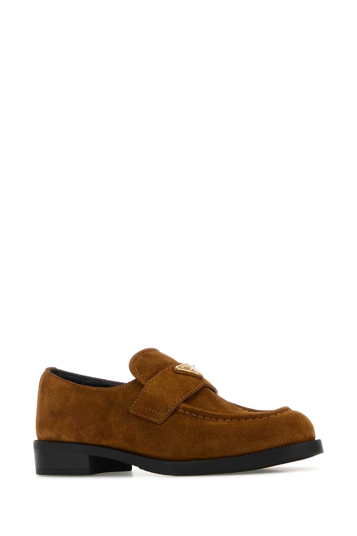 Prada Camel Suede Loafers In Brown