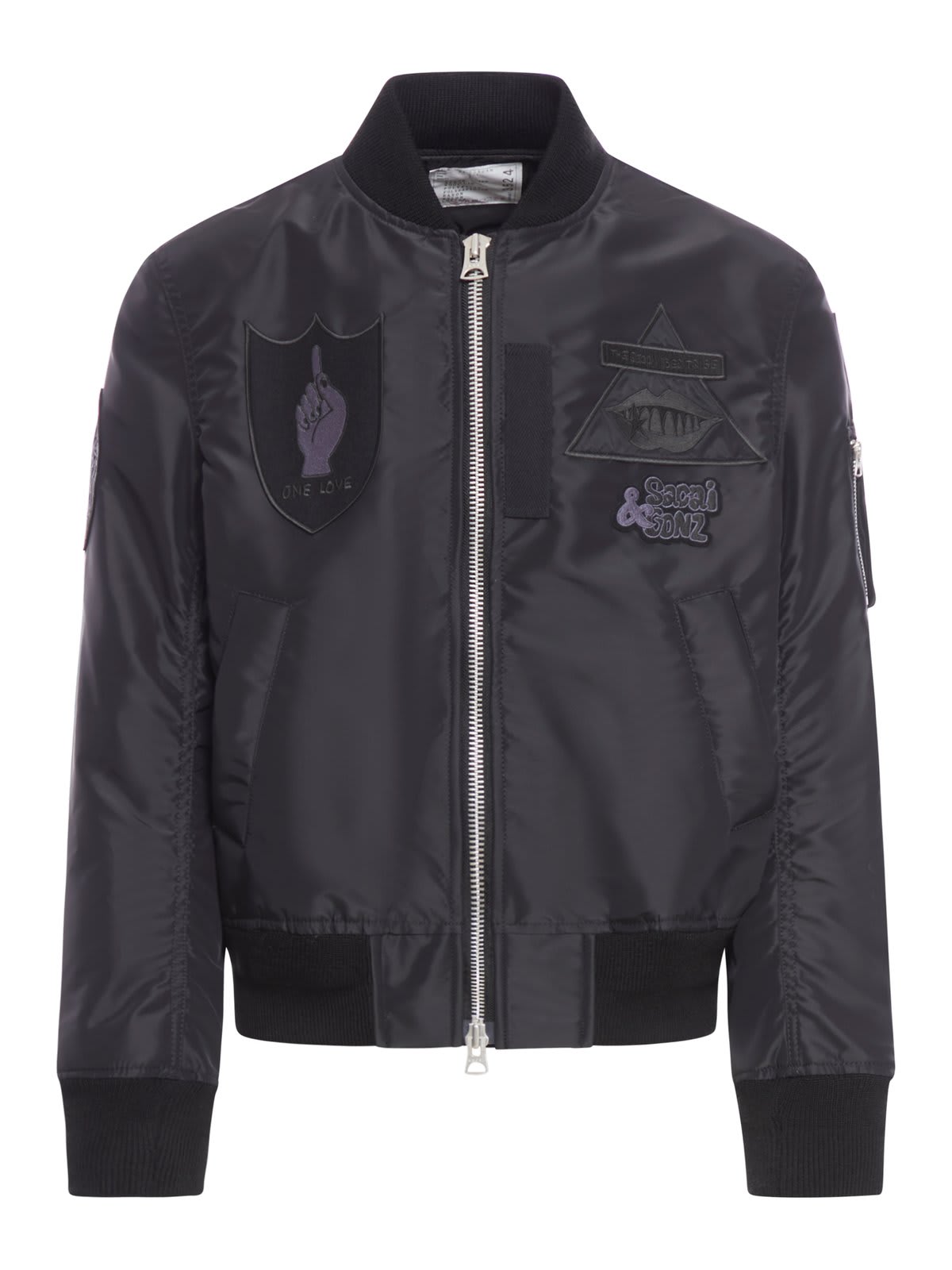 Shop Sacai Gonz Zipped Bomber Jacket In Black