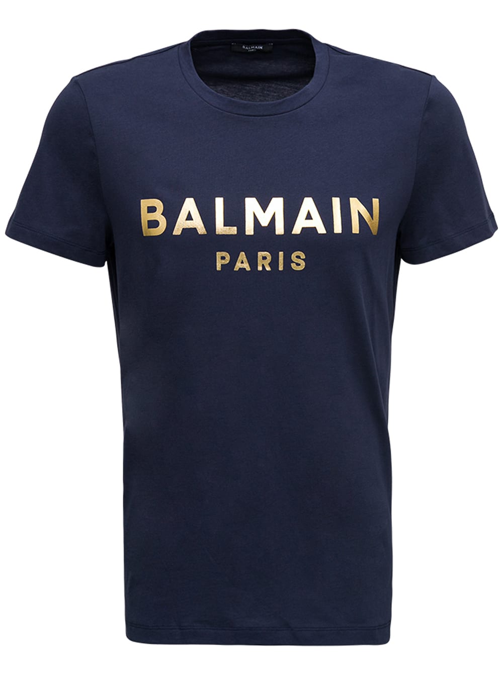 Balmain Blue Cotton T-shirt With Logo Print