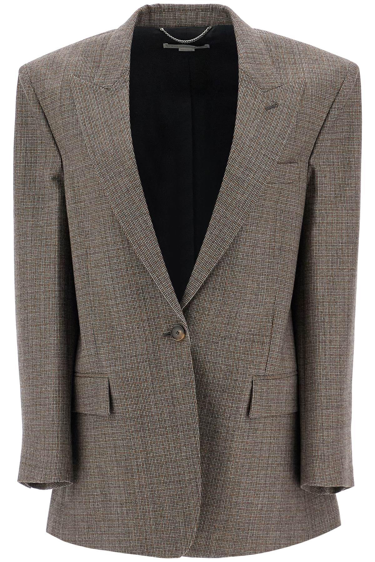 Shop Stella Mccartney Houndstooth Single-breasted Bl In Camel/grey (grey)