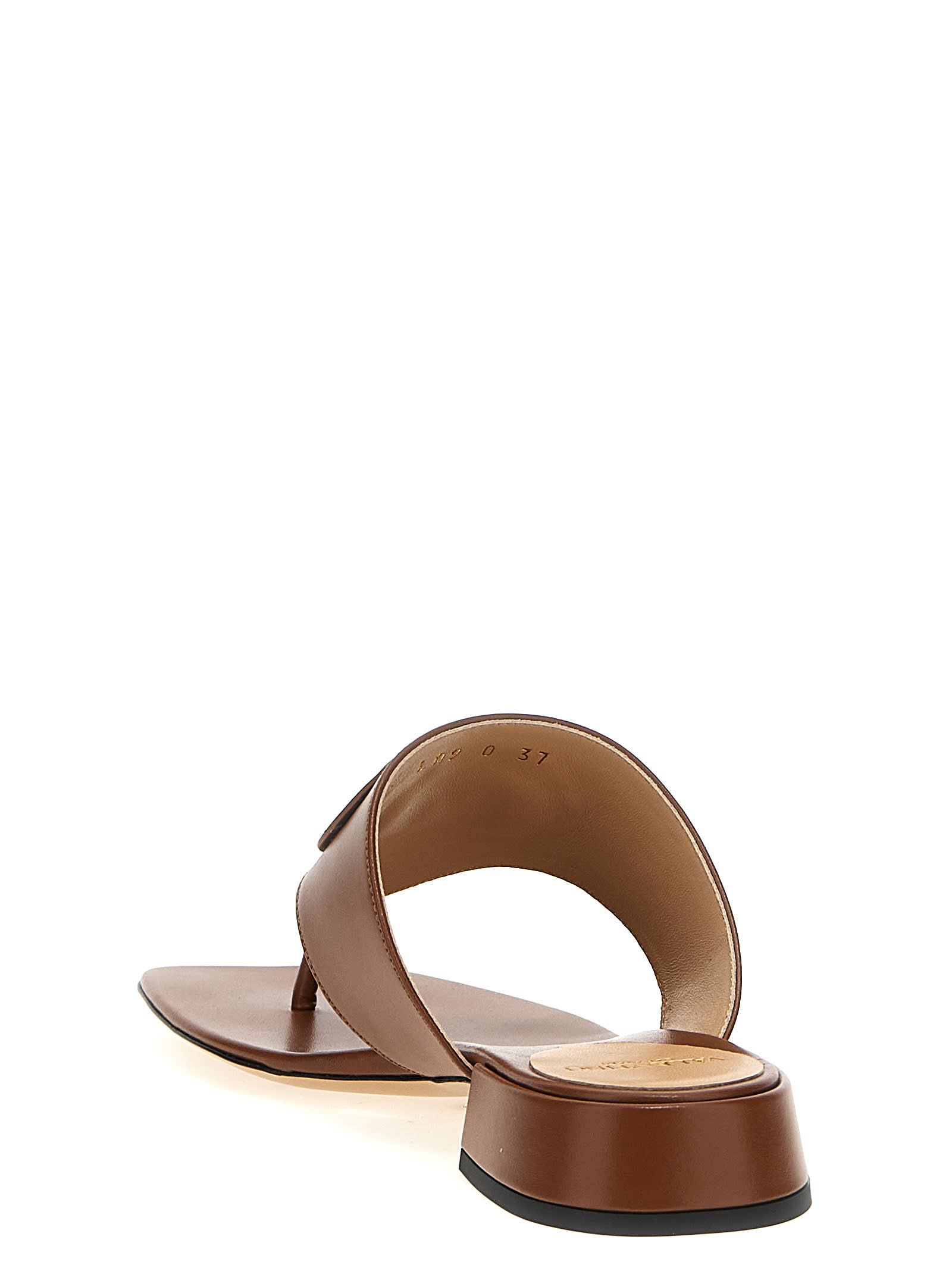 Valentino Vlogo Plaque Square Open Toe Slides In Brown