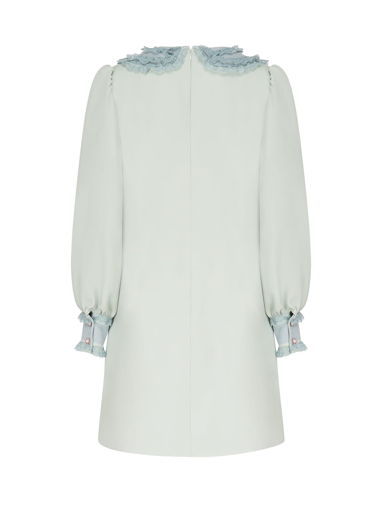 Valentino Besticktes Kleid Aus Crepe Couture Frau Dirty Sage 36 In Blue