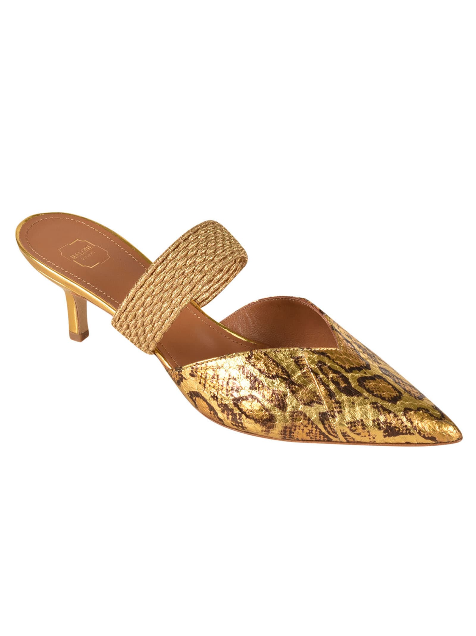 Shop Malone Souliers Pointed Toe Mules In Gold