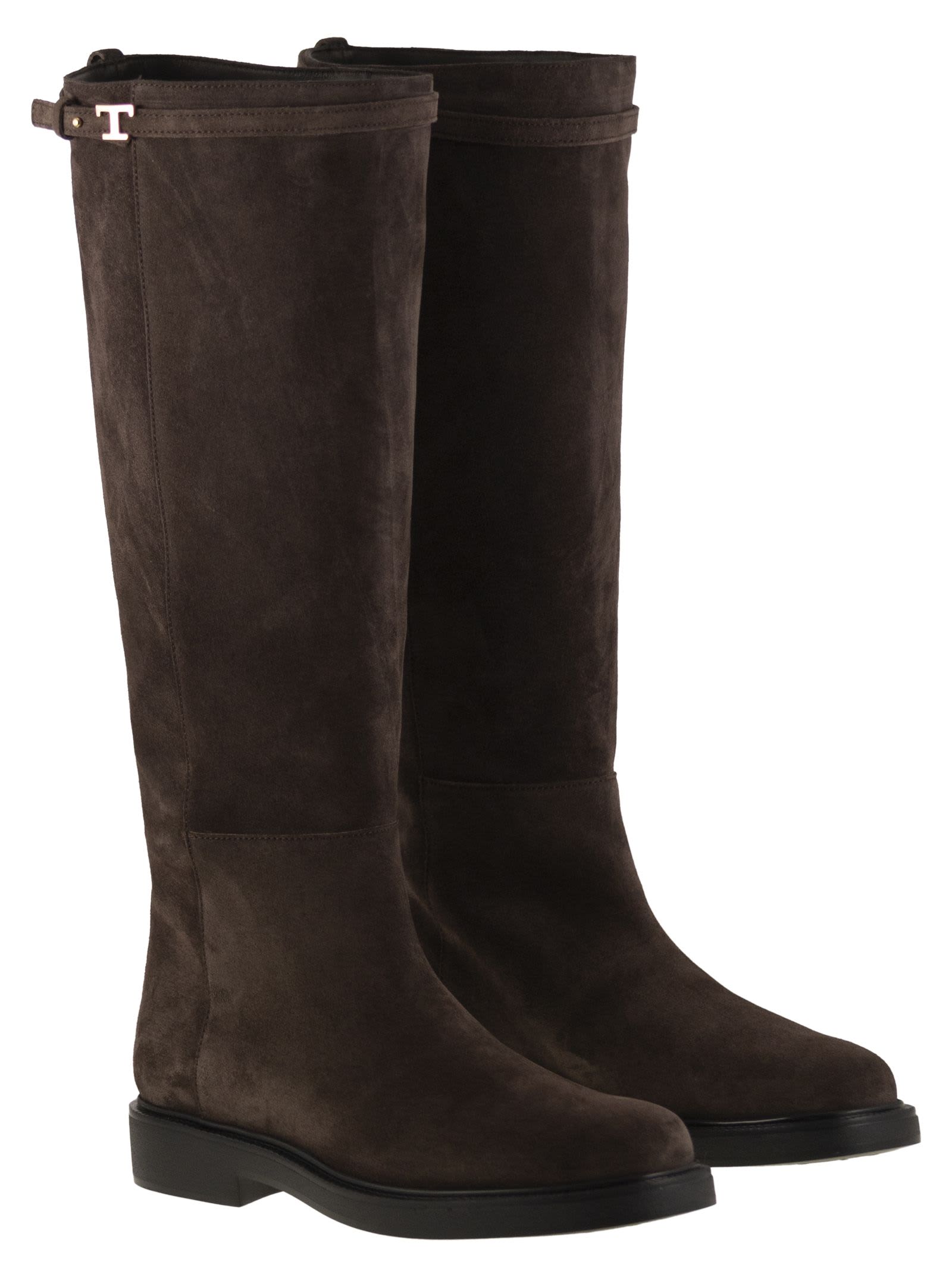 Tod's Suede Leather Boot In Brown
