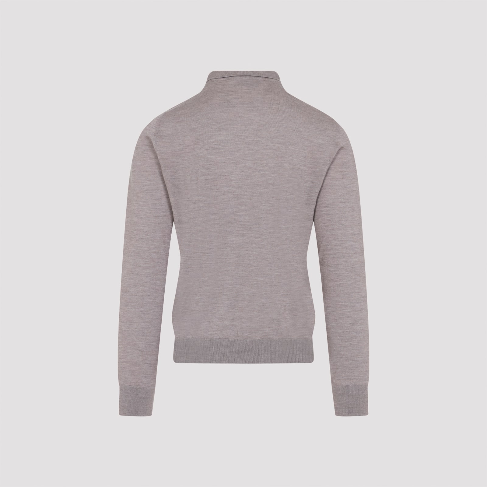 Brioni Cashmere-silk Blend Long-sleeve Polo In Gray