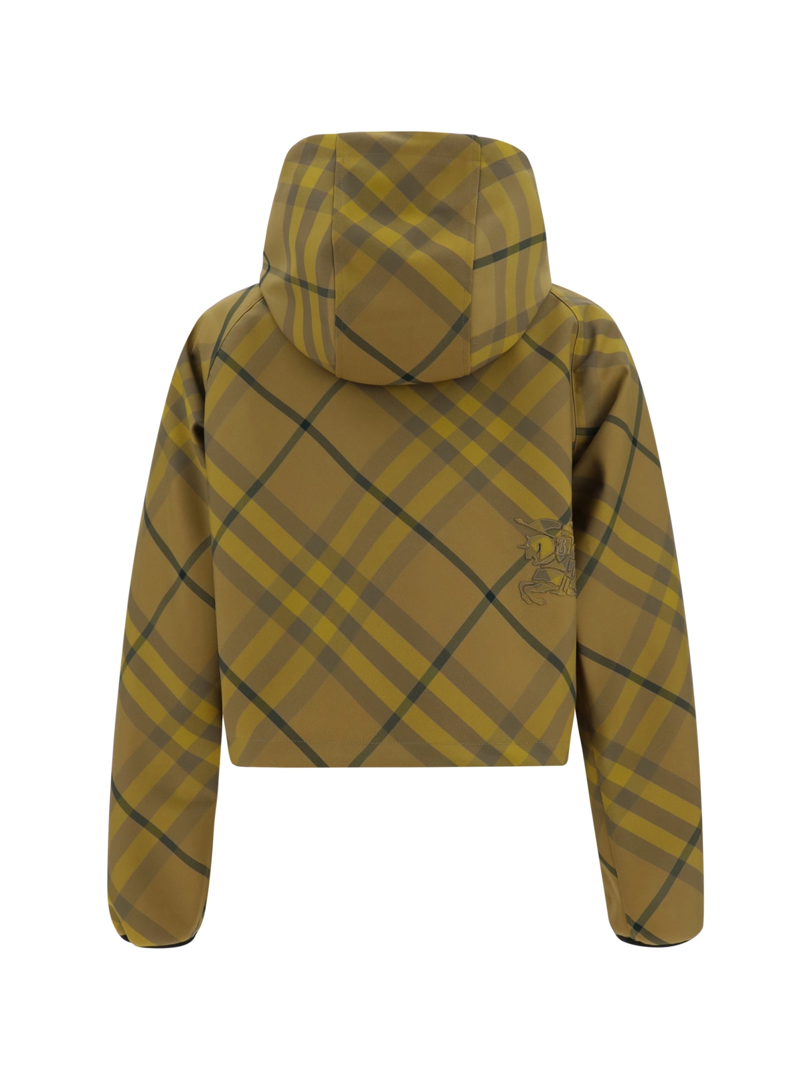 Shop Burberry Hooded Jacket In Cedar Ip Check
