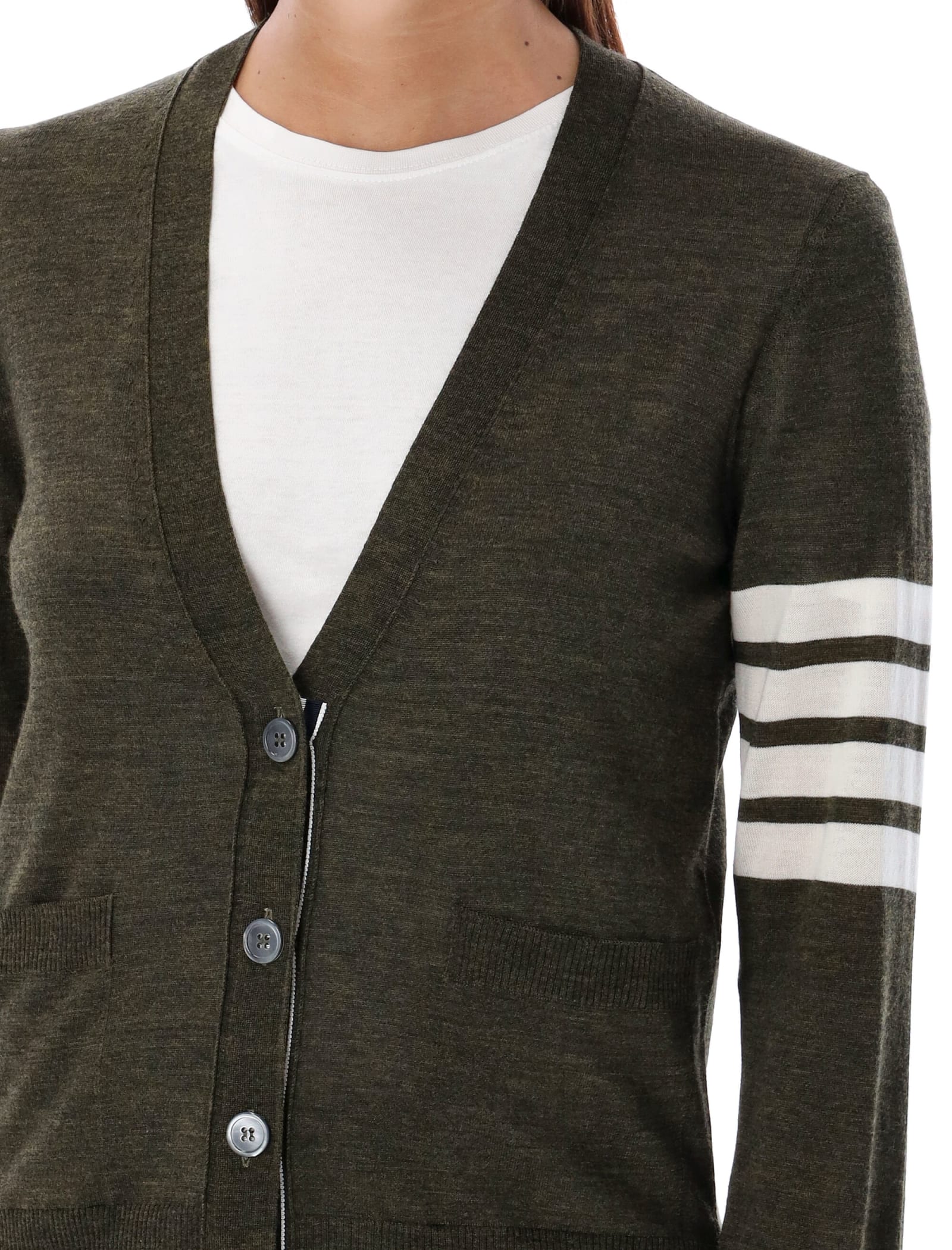 Shop Thom Browne Relaxed Fit V-neck Cardigan In Dk Green