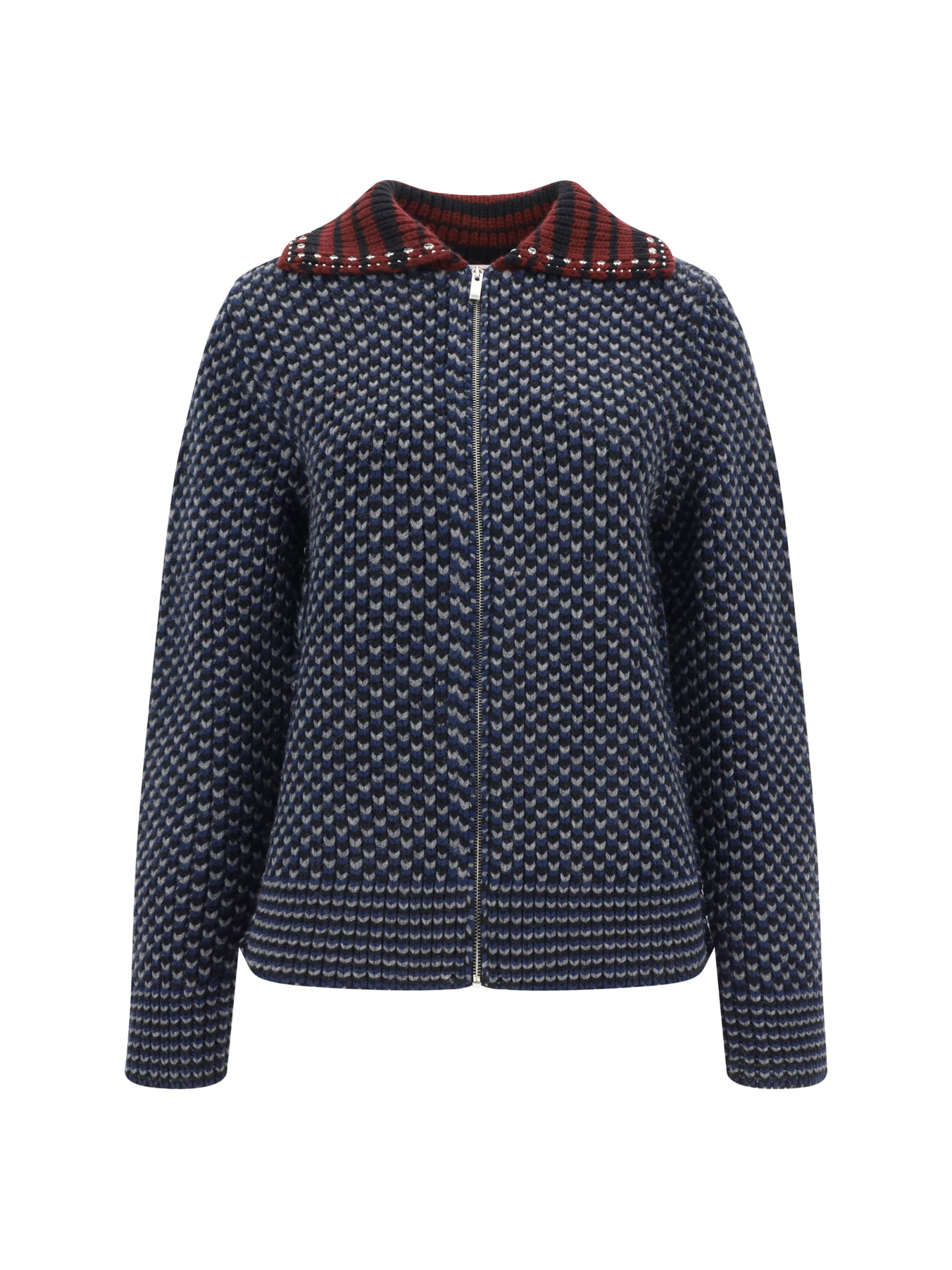 Shop Valentino Jacket In Blu/nero/bordeaux