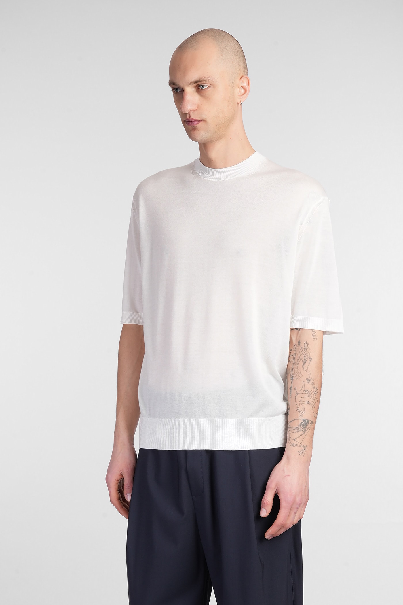 Laneus Knitted T-shirt In Beige