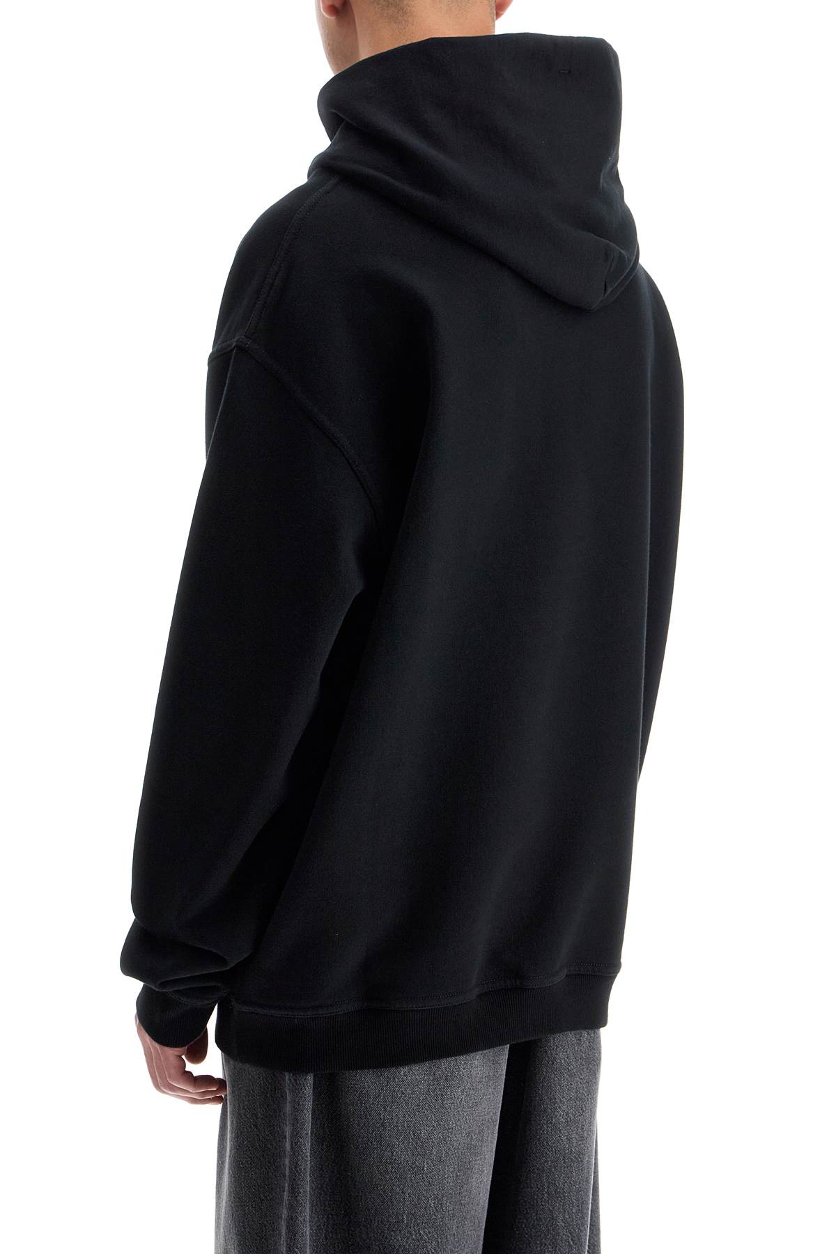 Shop Maison Margiela Sweatshirt With Reversed Logo In Black/ White Embroidery (black)