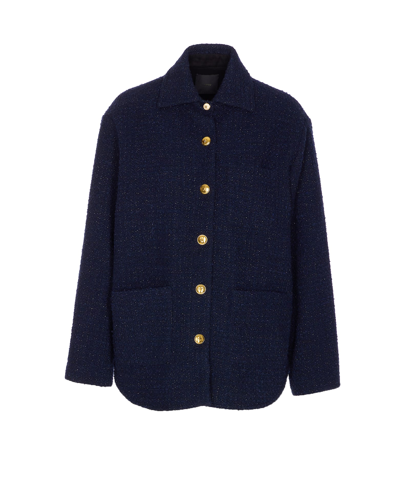 Pinko Oversized Patterned Tweed Jacket In Blue