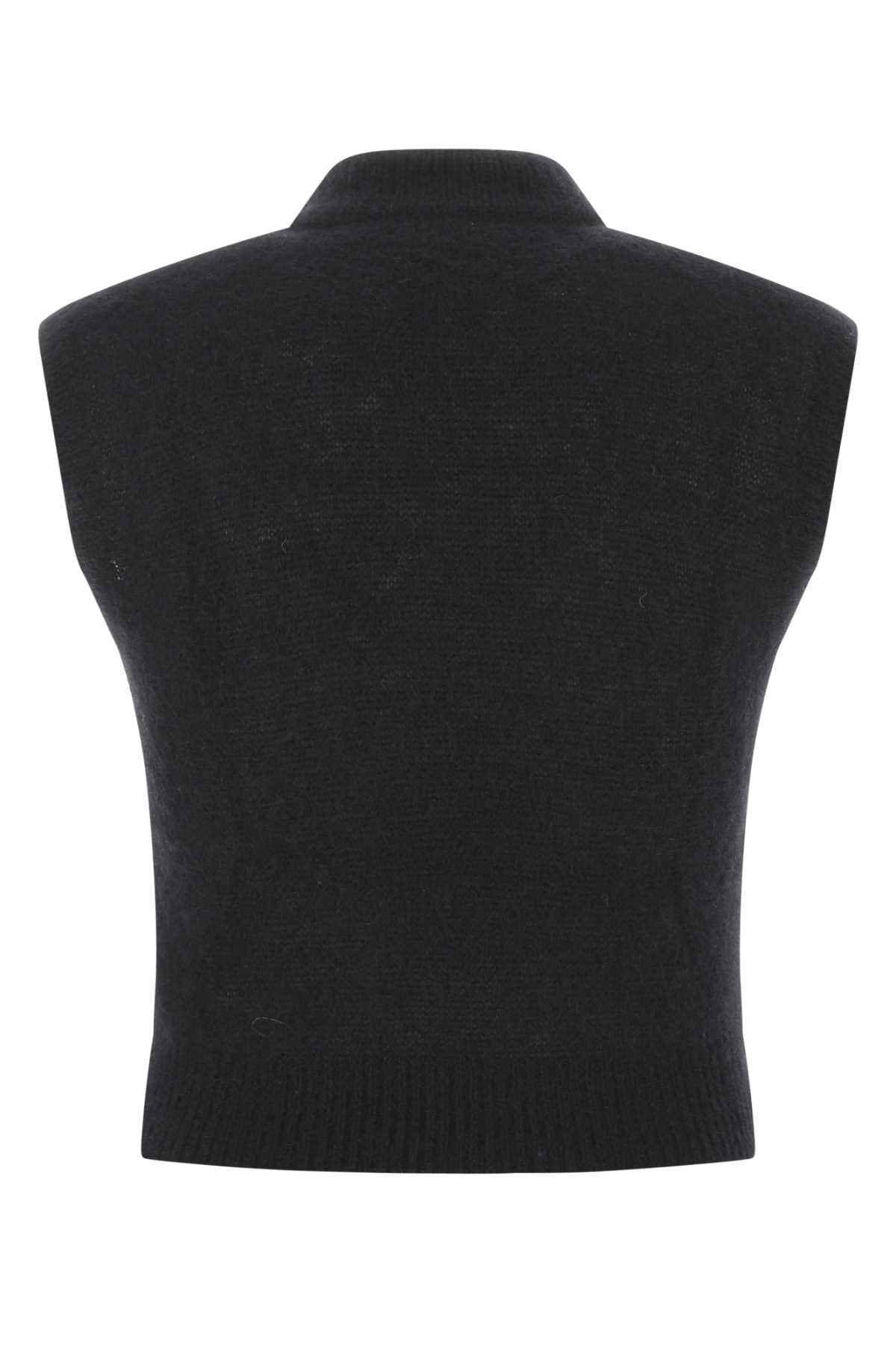 Shop Alessandra Rich Black Stretch Mohair Blend Vest In 9008