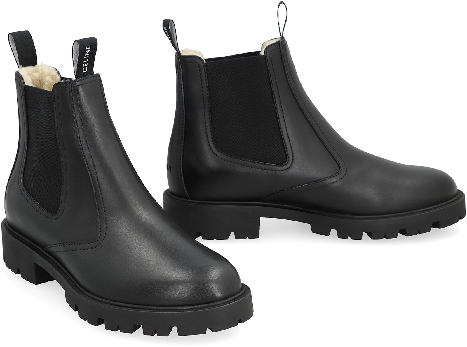 Celine Margaret Leather Chelsea Boots In Black