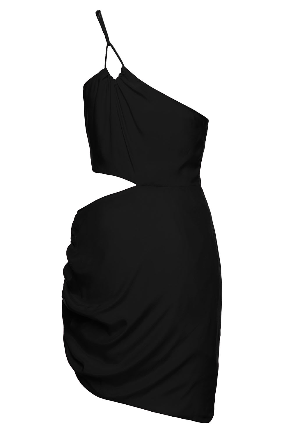 Shop Gauge81 Midori One-shoulder Mini Black Dress With Cut-out Detail In Silk Woman
