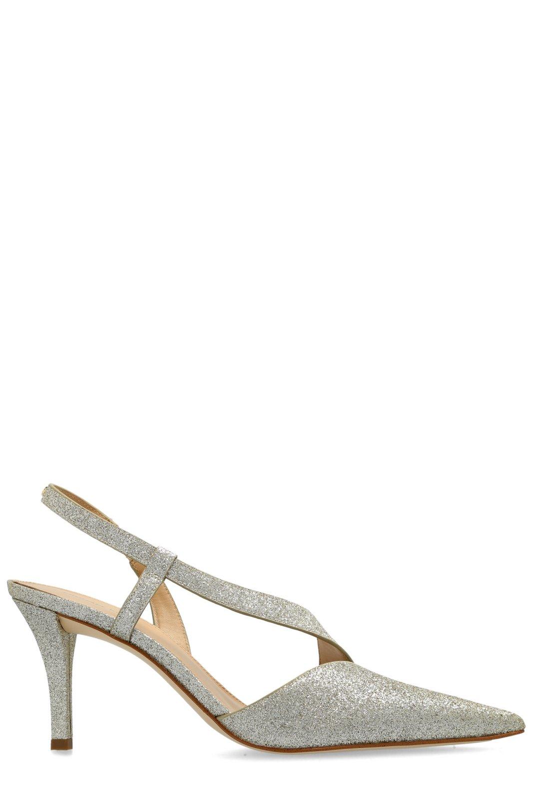Shop Michael Kors Jaida Glitter Embellished Pumps In Pale Gold