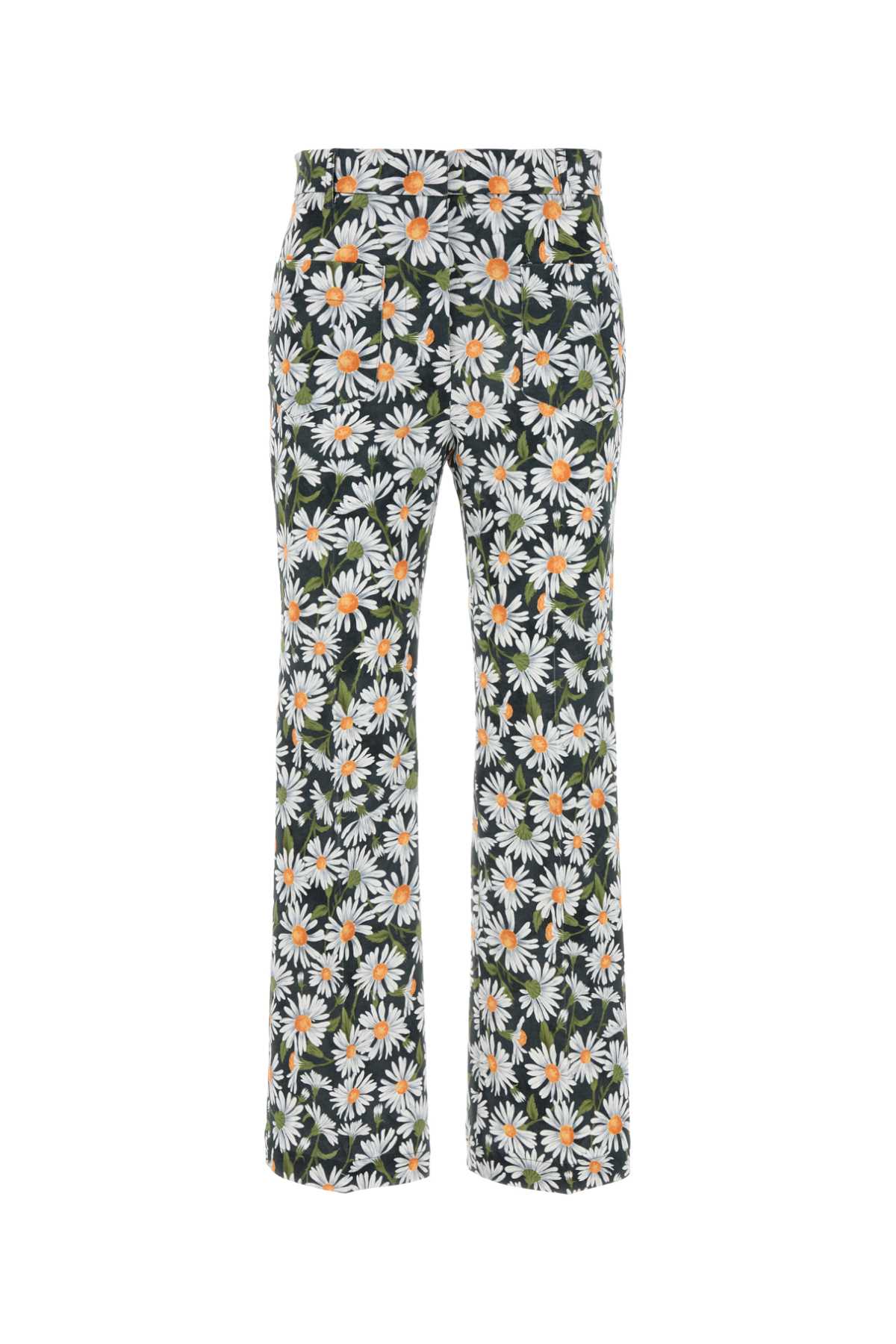 Weekend Max Mara High Waist Floral Pattern Trousers With Belt Loops In St Margherite