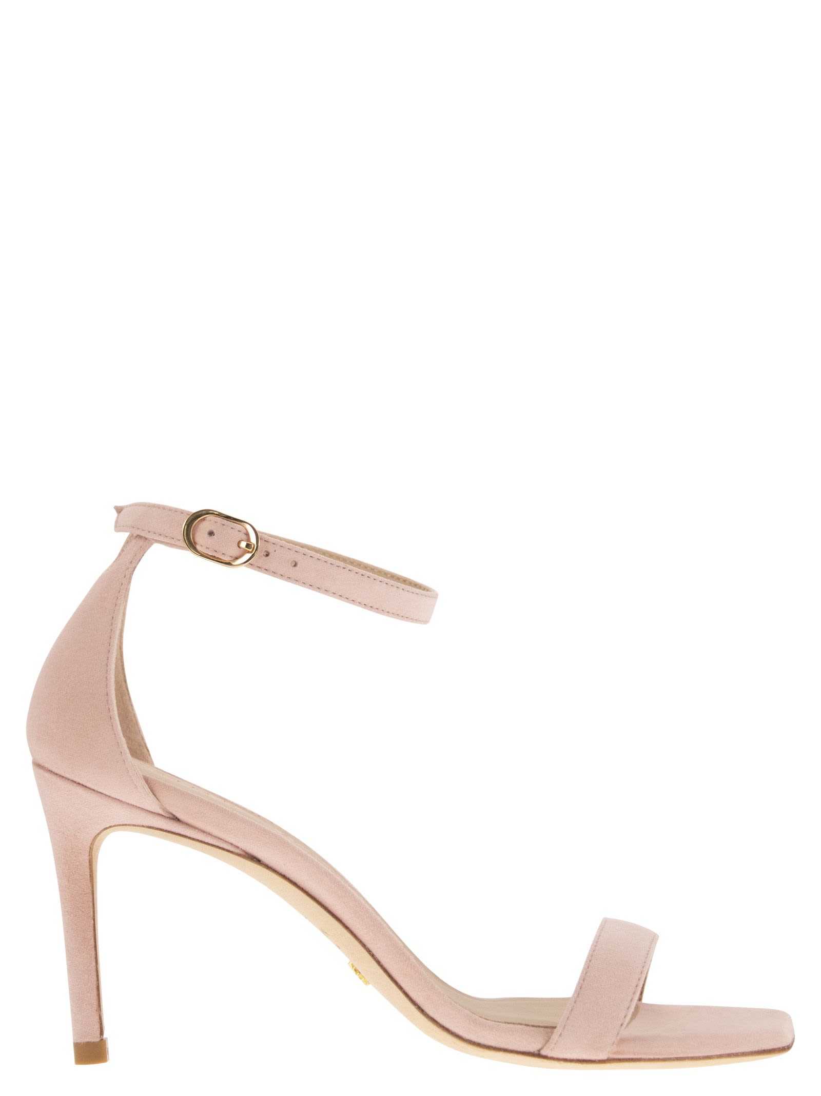 Shop Stuart Weitzman Nunakedcurve 85 - Leather Sandal With Heel In Pink