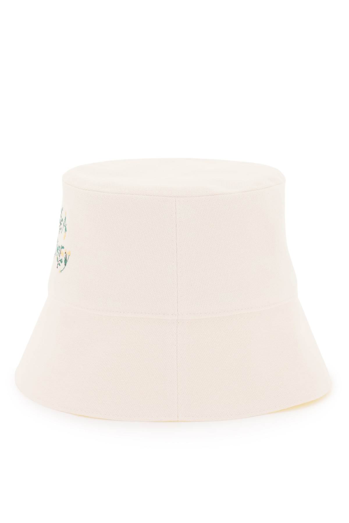 Stella Mccartney Stella Mc Cartney Bucket Hat With Floral Logo Embroidery In Frost (white)