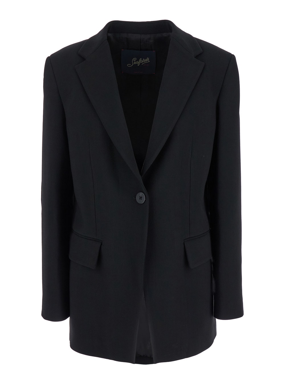 bella Black Single-breasted Jacket With Notched Revers In Wool Stretch Woman