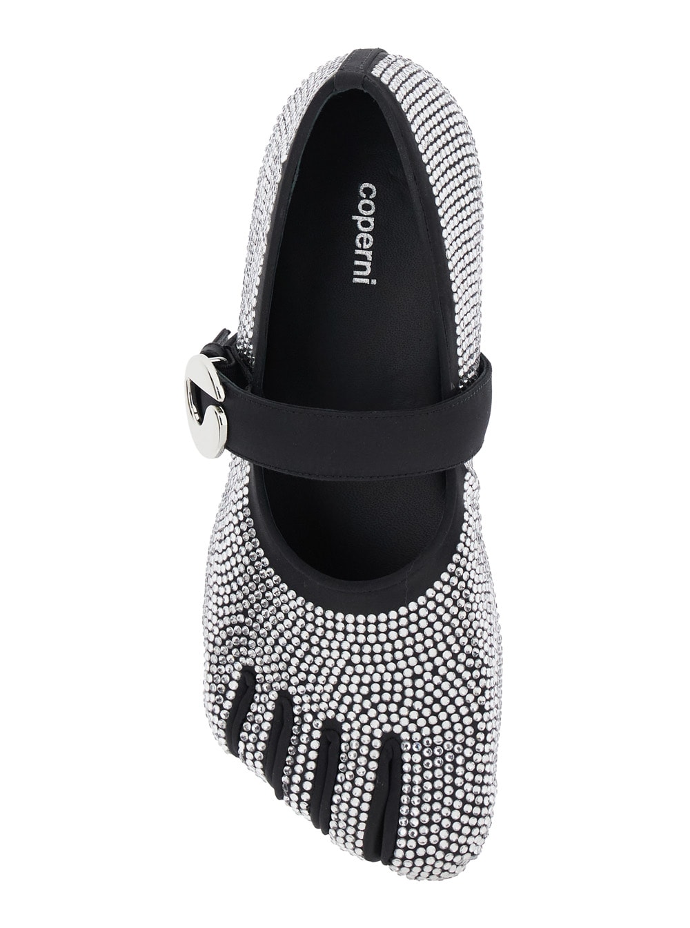 Shop Coperni Colette Multicolor Ballet Flats With Five-toe Design And All-over Applied Crystals In Tech Fabric
