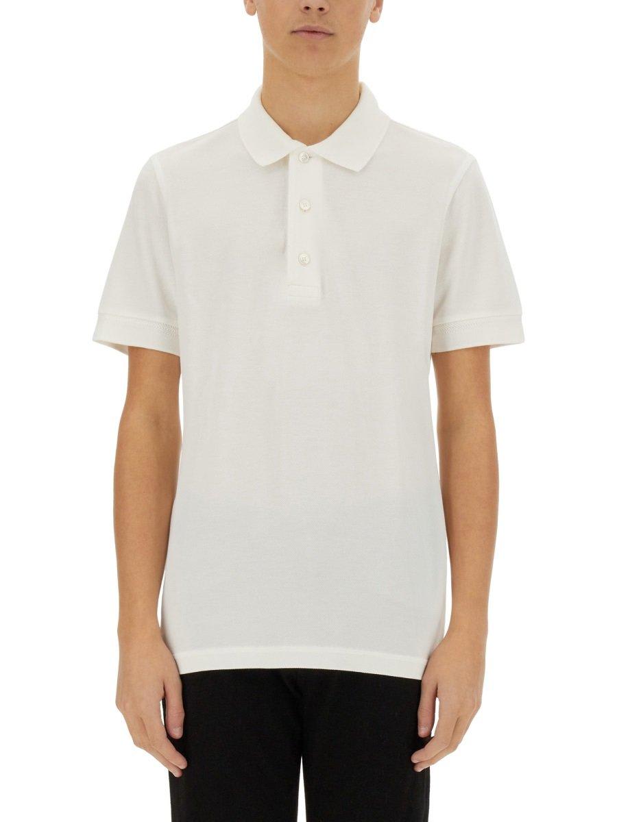 Shop Tom Ford Logo Embroidered Short-sleeved Polo Shirt In White