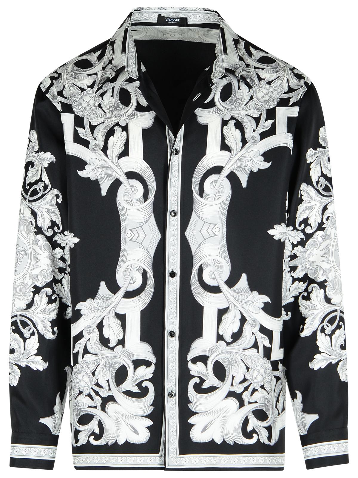Versace Reversible Black Jacket With Baroque Print In Black