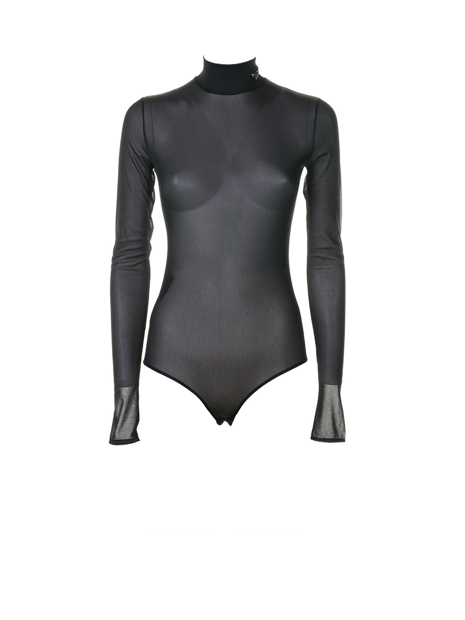 Shop Prada Bodysuit In Gazar Jersey In Black