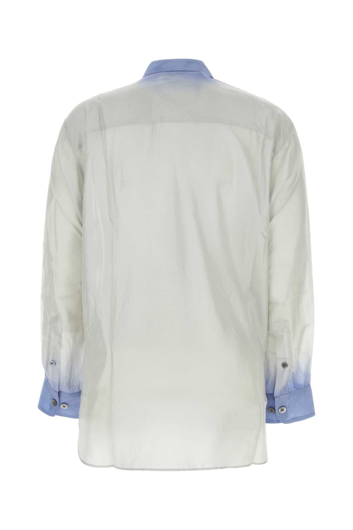 Dries Van Noten Two-tone Silk Calander Shirt In Blue