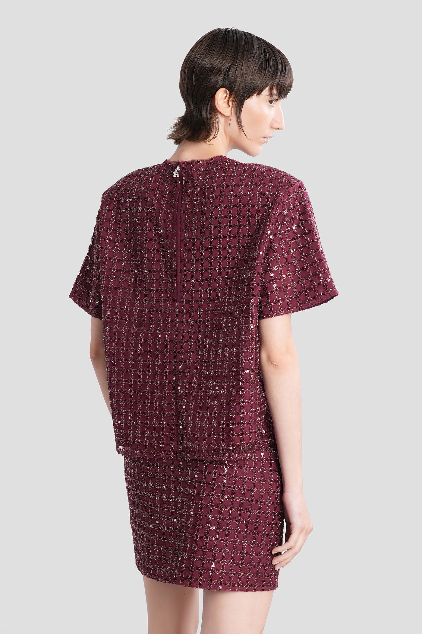 Rotate Birger Christensen T-shirt In Bordeaux Polyester In Red
