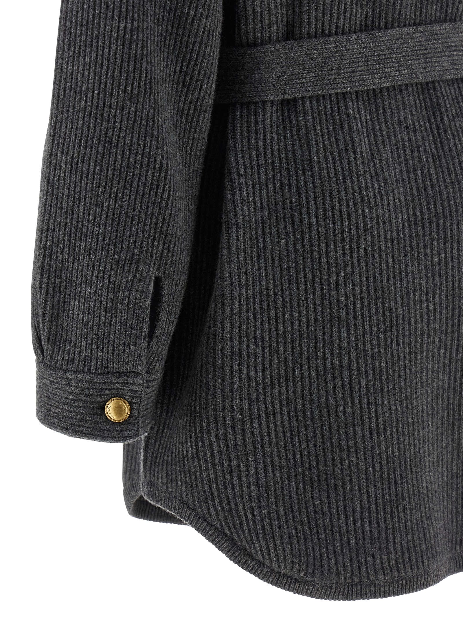 Brunello Cucinelli English Ribbed Cardigan In Gray