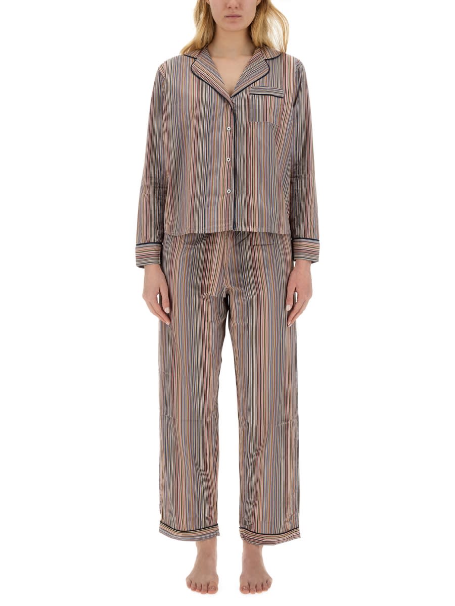 Shop Paul Smith Striped Pattern Pajama Set In Multicolour