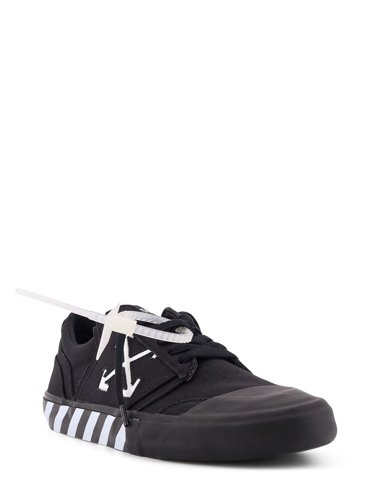 Off-white Low-top Canvas Sneakers Featuring Contrast Stripe In Black