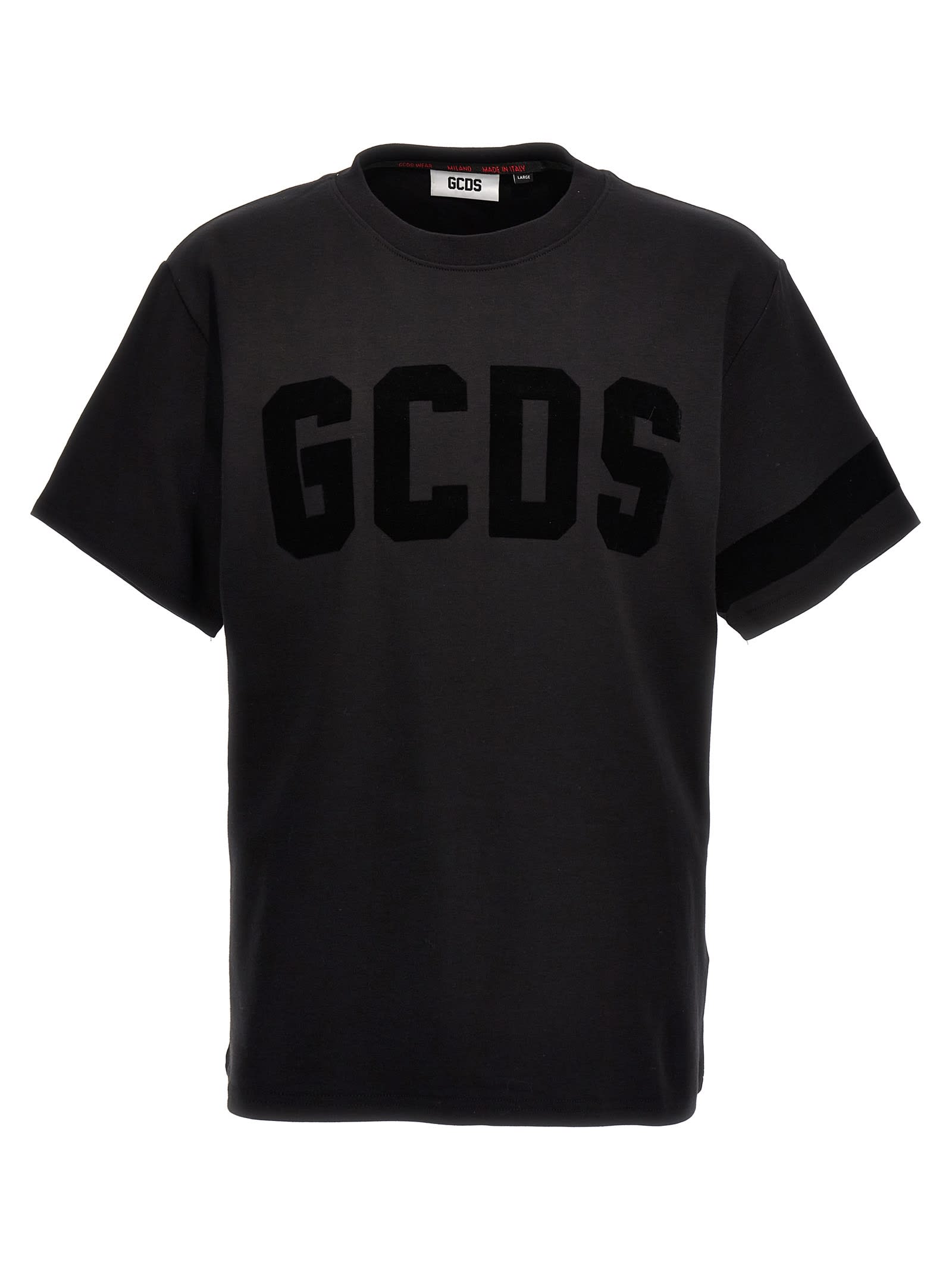 Shop Gcds Velvet Logo T-shirt In Black